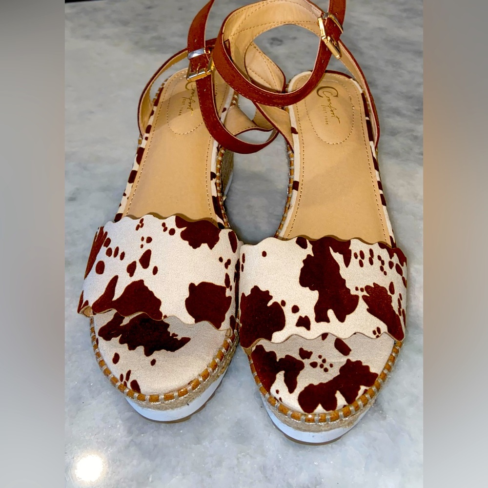 New cow print wedges